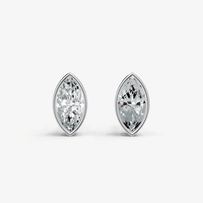 1.00ct Total Diamond Weight Marquise Bezel Set Diamond Stud Earrings