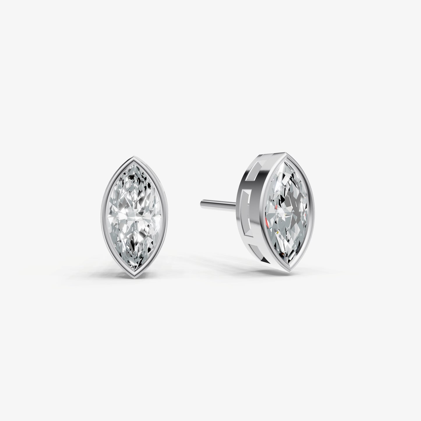 1.00ct Total Diamond Weight Marquise Bezel Set Diamond Stud Earrings