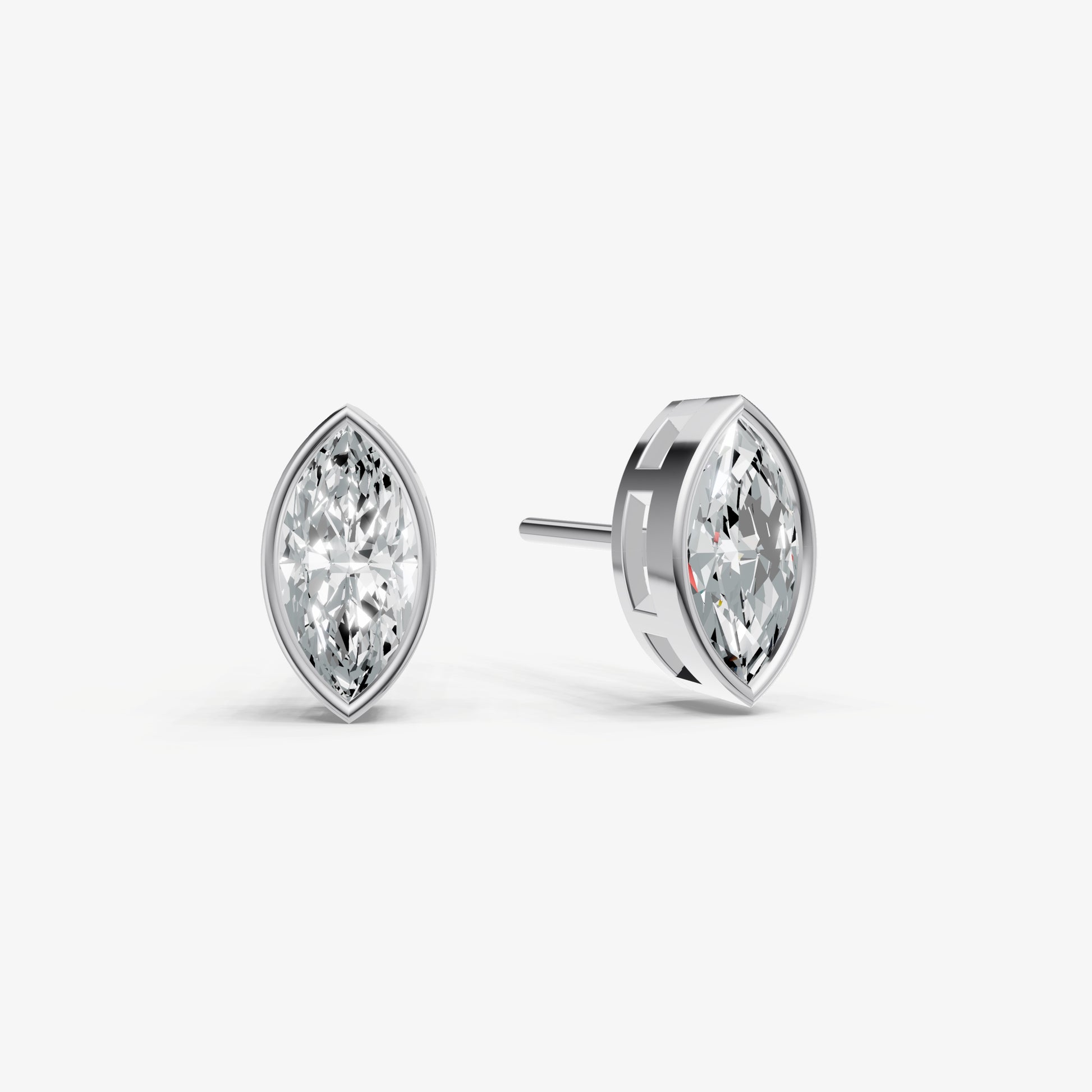 1.00ct Total Diamond Weight Marquise Bezel Set Diamond Stud Earrings