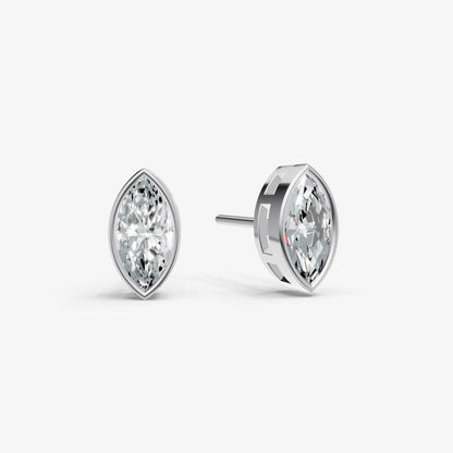 1.00ct Total Diamond Weight Marquise Bezel Set Diamond Stud Earrings