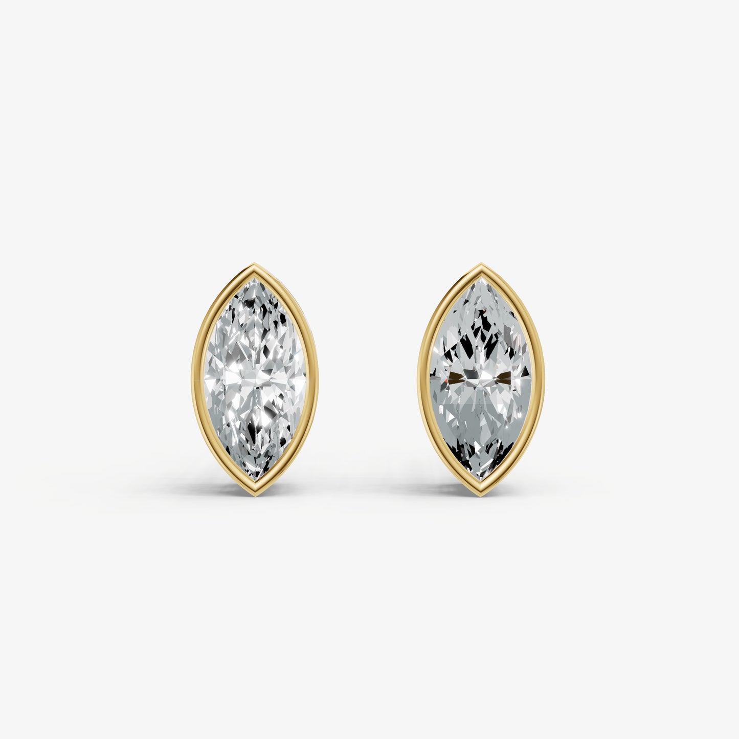 1.00ct Total Diamond Weight Marquise Bezel Set Diamond Stud Earrings