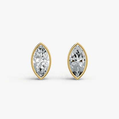 1.00ct Total Diamond Weight Marquise Bezel Set Diamond Stud Earrings