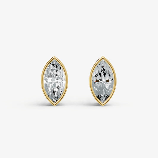 1.00ct Total Diamond Weight Marquise Bezel Set Diamond Stud Earrings