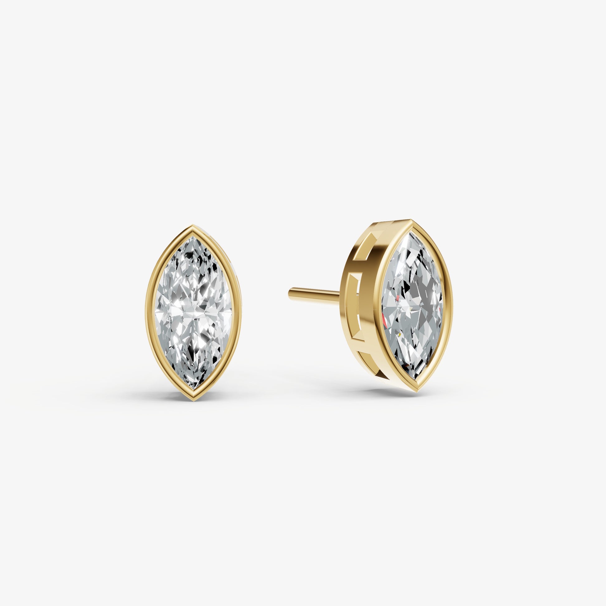 1.00ct Total Diamond Weight Marquise Bezel Set Diamond Stud Earrings
