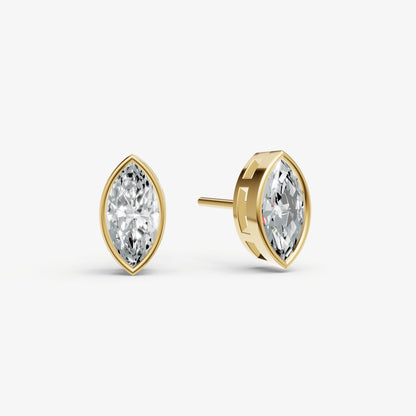 1.00ct Total Diamond Weight Marquise Bezel Set Diamond Stud Earrings