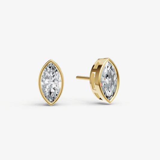 1.00ct Total Diamond Weight Marquise Bezel Set Diamond Stud Earrings