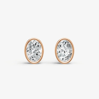 1.00ct Total Diamond Weight Oval Bezel Set Diamond Stud Earrings