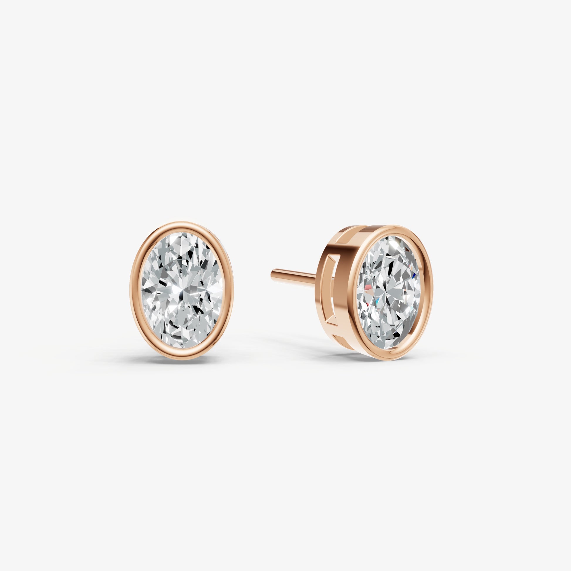 1.00ct Total Diamond Weight Oval Bezel Set Diamond Stud Earrings