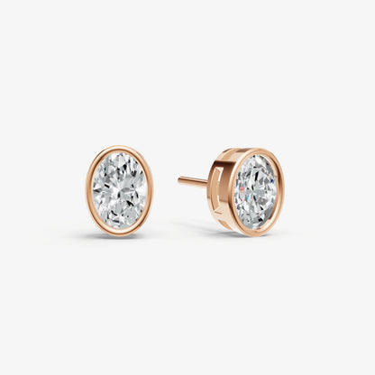 1.00ct Total Diamond Weight Oval Bezel Set Diamond Stud Earrings