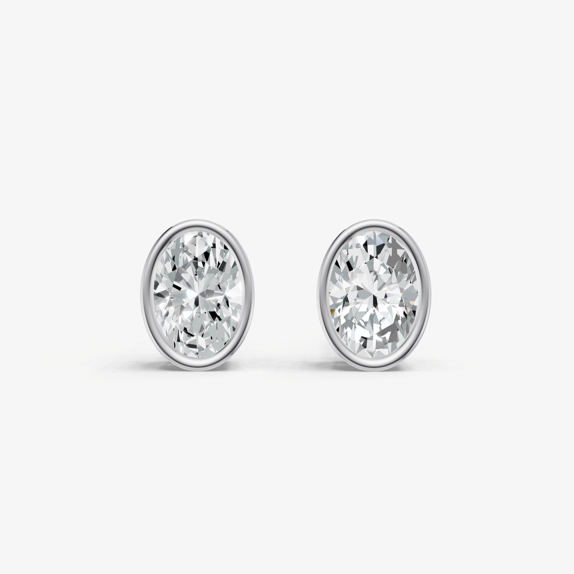 1.00ct Total Diamond Weight Oval Bezel Set Diamond Stud Earrings