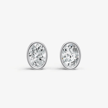 1.00ct Total Diamond Weight Oval Bezel Set Diamond Stud Earrings