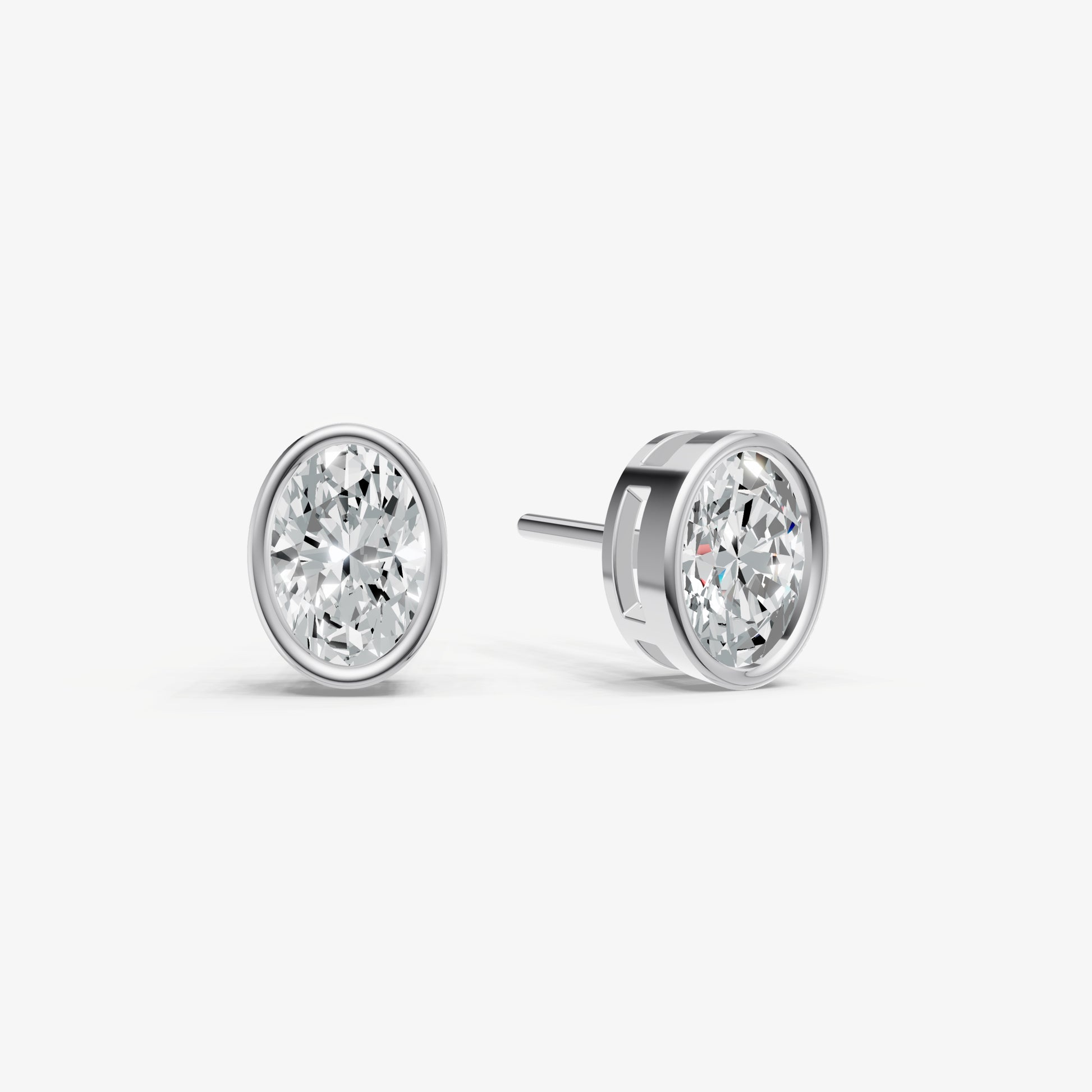 1.00ct Total Diamond Weight Oval Bezel Set Diamond Stud Earrings