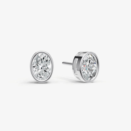 1.00ct Total Diamond Weight Oval Bezel Set Diamond Stud Earrings
