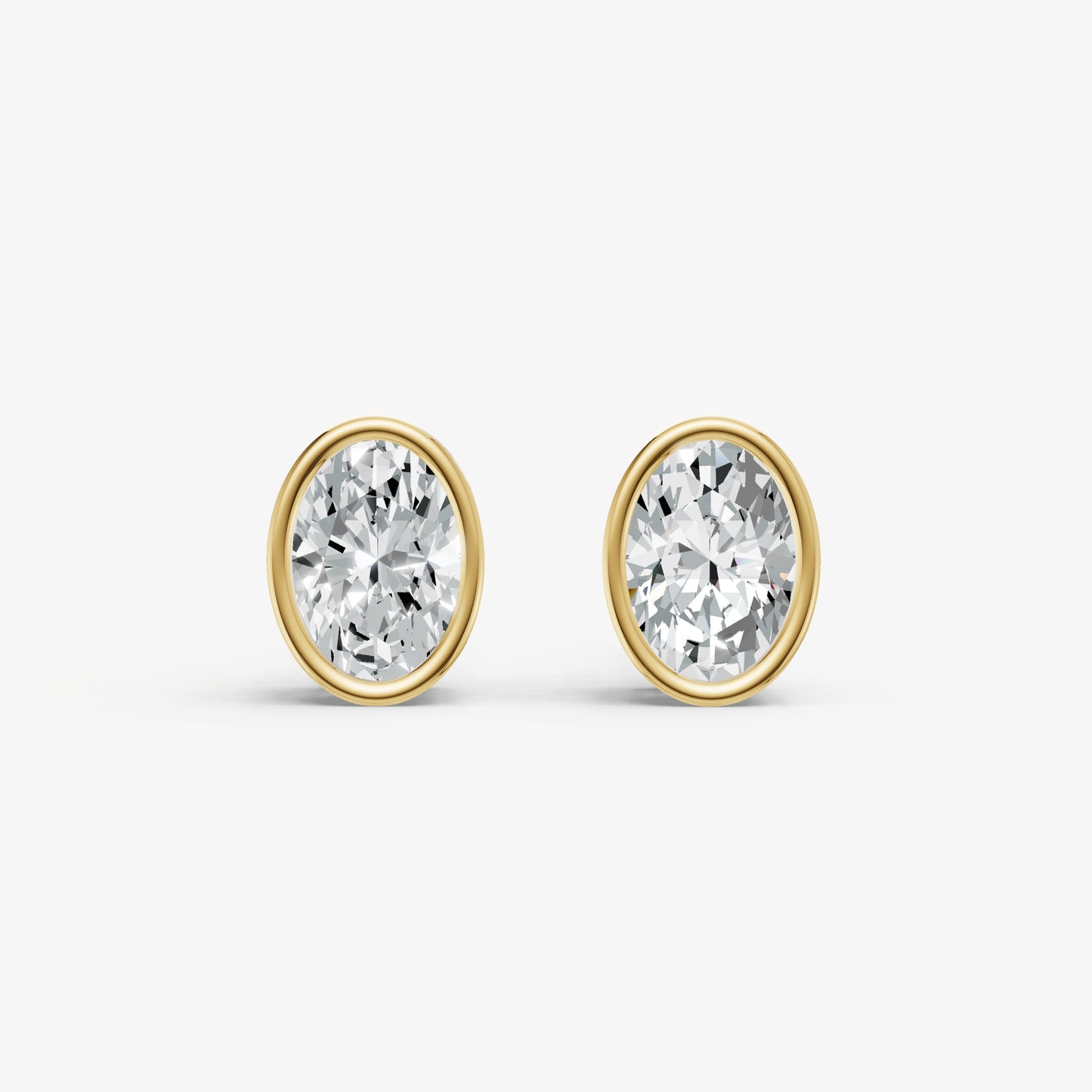 1.00ct Total Diamond Weight Oval Bezel Set Diamond Stud Earrings