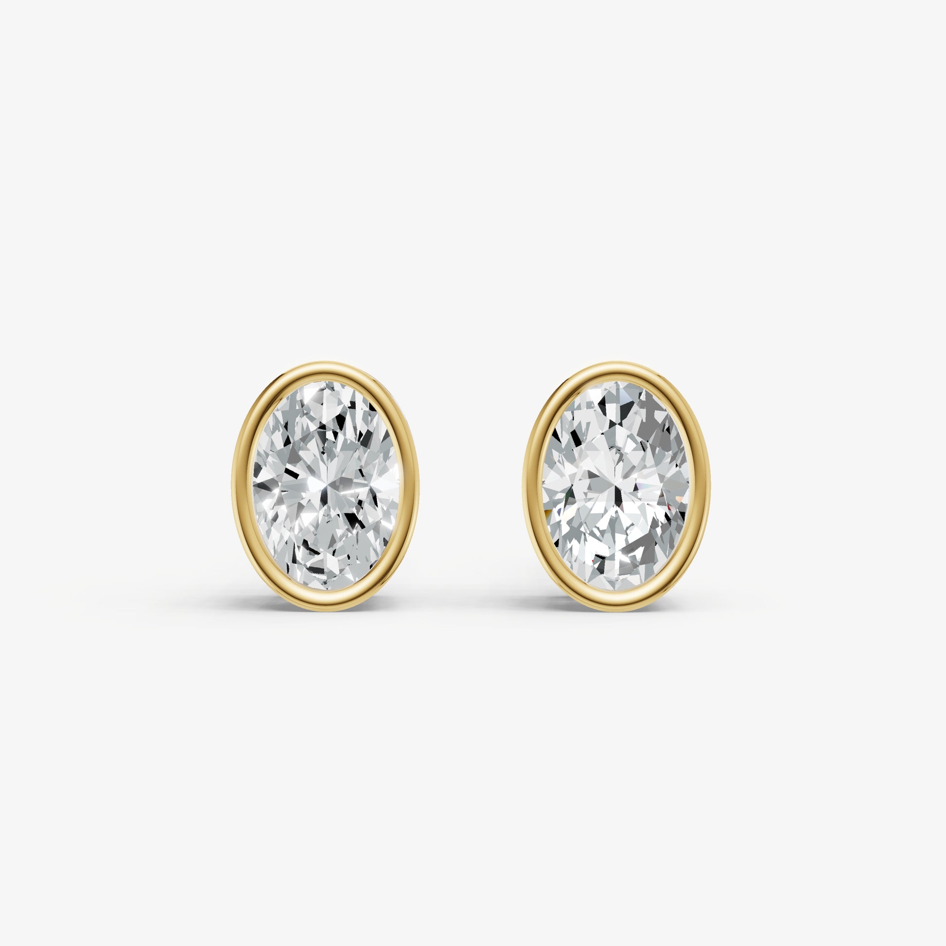 1.00ct Total Diamond Weight Oval Bezel Set Diamond Stud Earrings