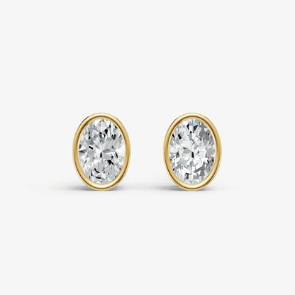 1.00ct Total Diamond Weight Oval Bezel Set Diamond Stud Earrings