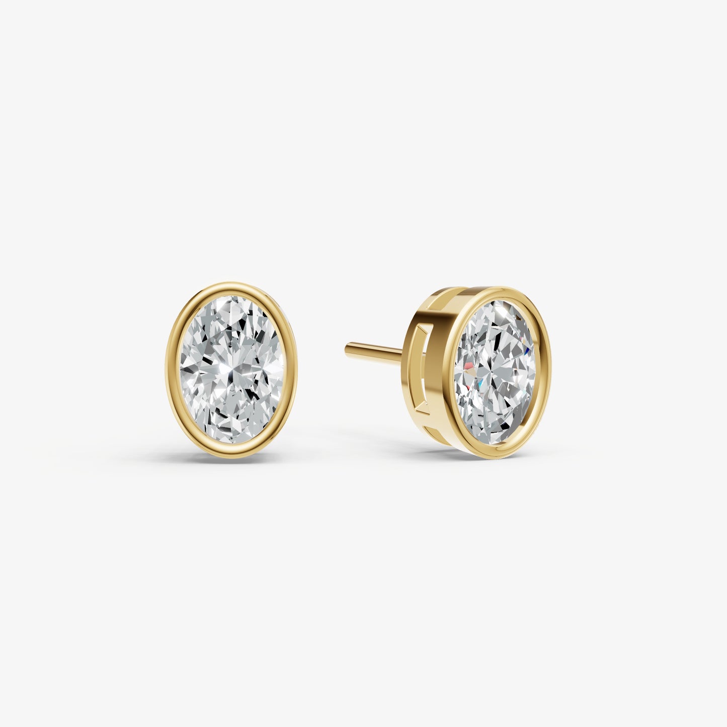 1.00ct Total Diamond Weight Oval Bezel Set Diamond Stud Earrings