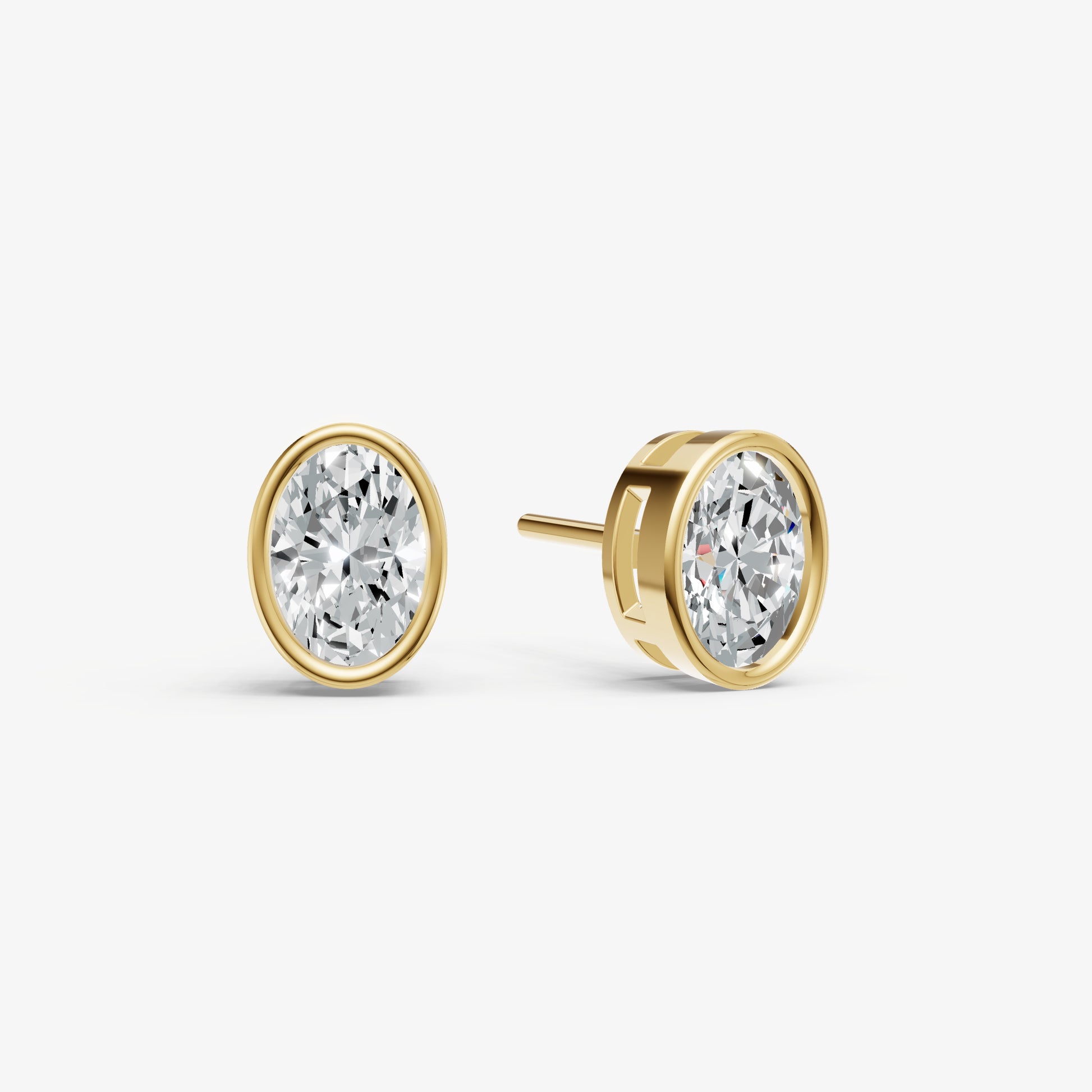 1.00ct Total Diamond Weight Oval Bezel Set Diamond Stud Earrings