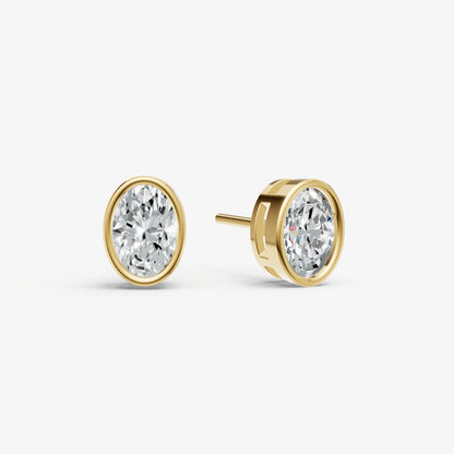 1.00ct Total Diamond Weight Oval Bezel Set Diamond Stud Earrings