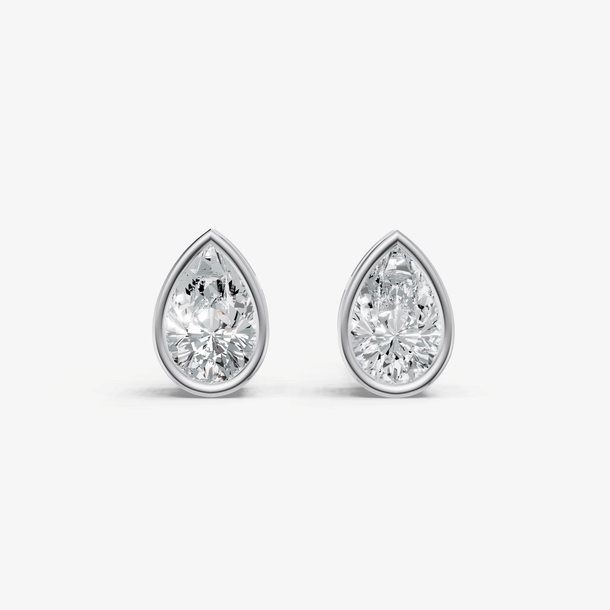 1.00ct Total Diamond Weight Pear Bezel Set Diamond Stud Earrings