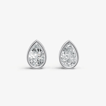 1.00ct Total Diamond Weight Pear Bezel Set Diamond Stud Earrings