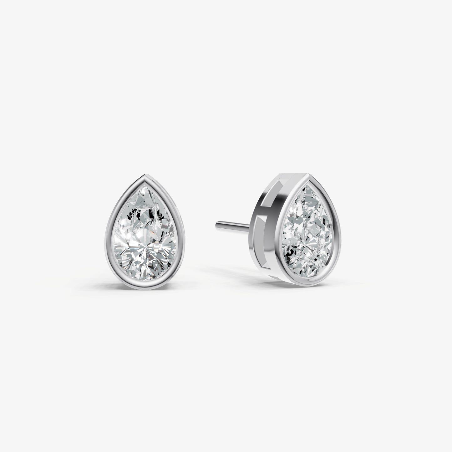 1.00ct Total Diamond Weight Pear Bezel Set Diamond Stud Earrings