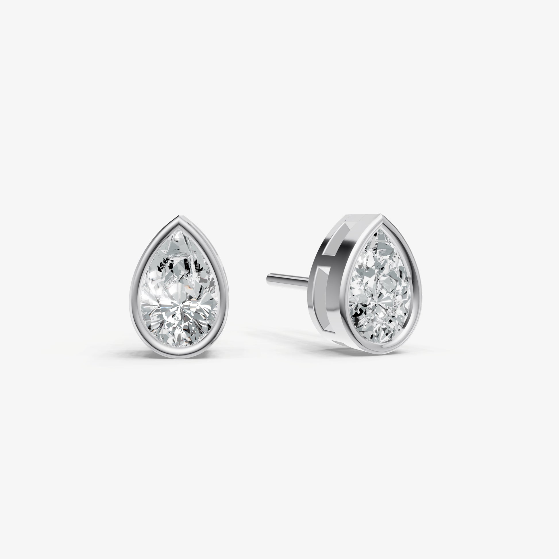 1.00ct Total Diamond Weight Pear Bezel Set Diamond Stud Earrings