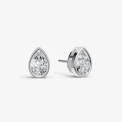 1.00ct Total Diamond Weight Pear Bezel Set Diamond Stud Earrings