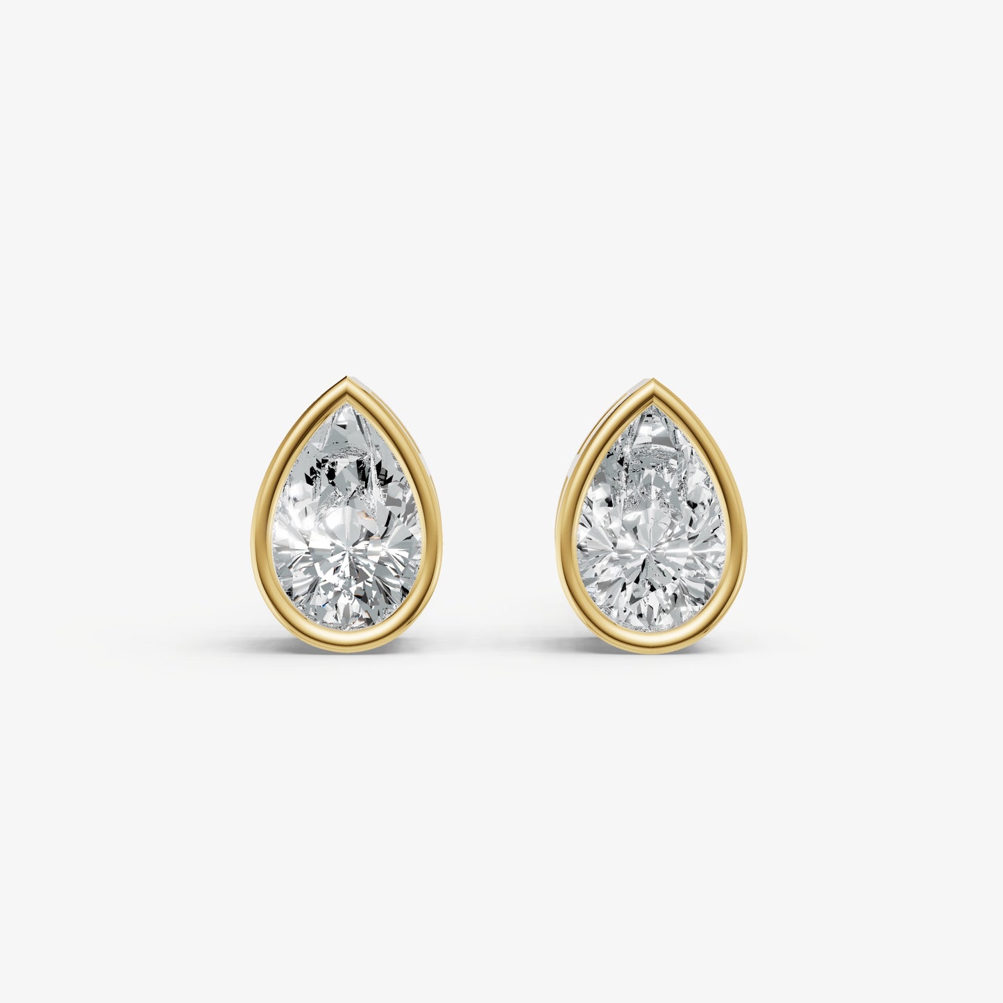 1.00ct Total Diamond Weight Pear Bezel Set Diamond Stud Earrings