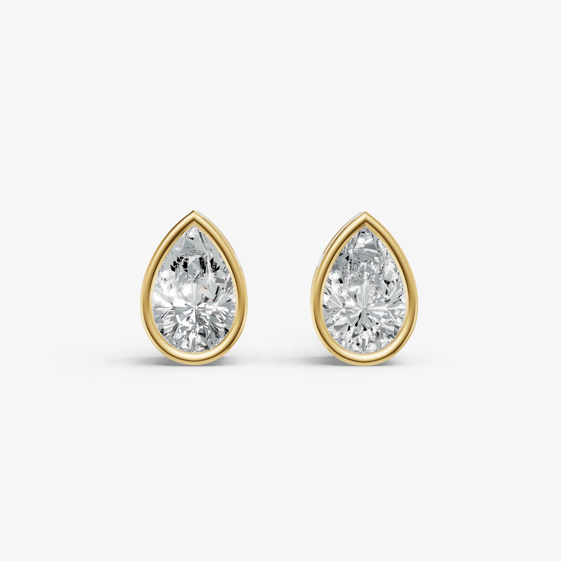 1.00ct Total Diamond Weight Pear Bezel Set Diamond Stud Earrings