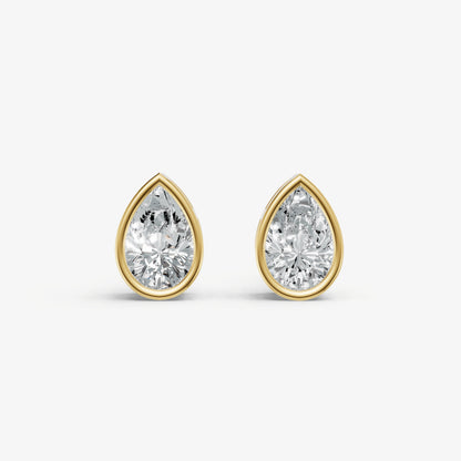 1.00ct Total Diamond Weight Pear Bezel Set Diamond Stud Earrings