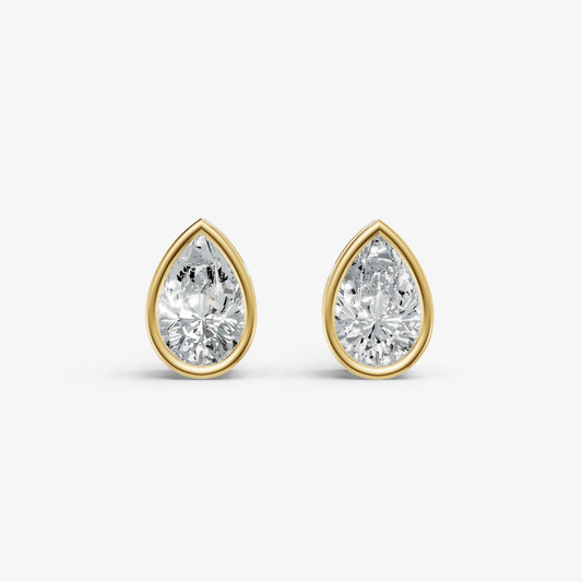 1.00ct Total Diamond Weight Pear Bezel Set Diamond Stud Earrings