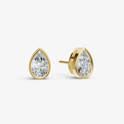 1.00ct Total Diamond Weight Pear Bezel Set Diamond Stud Earrings