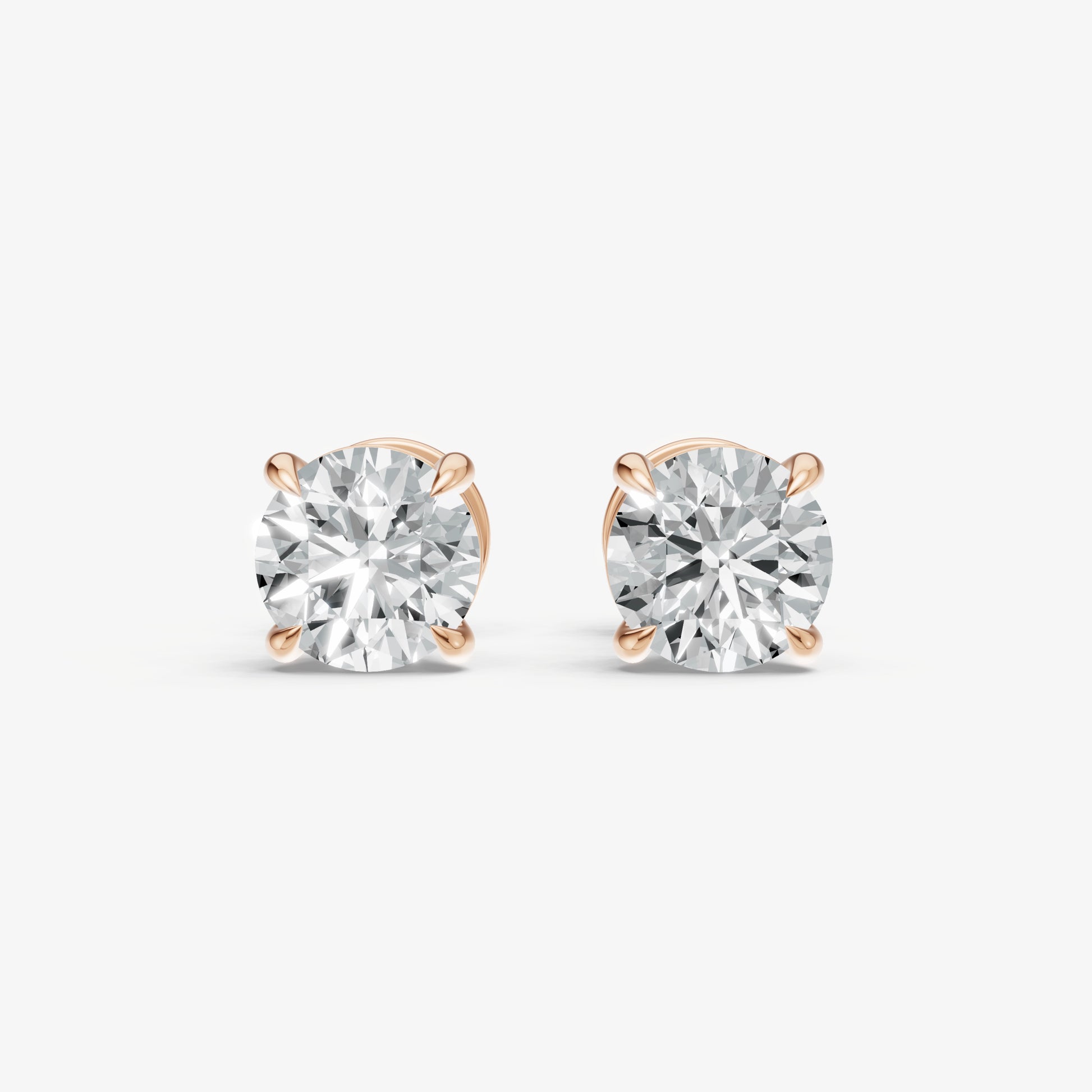 2.00ct Total Diamond Weight 4-Claw Diamond Stud Earrings
