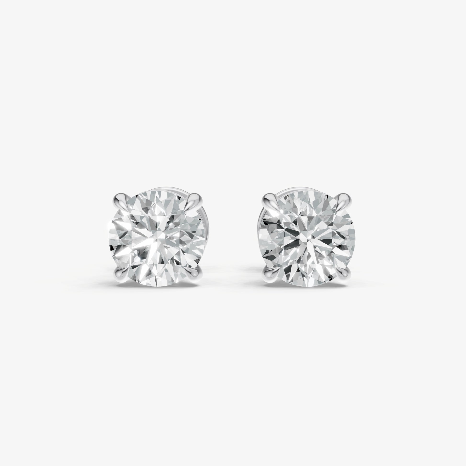 2.00ct Total Diamond Weight 4-Claw Diamond Stud Earrings