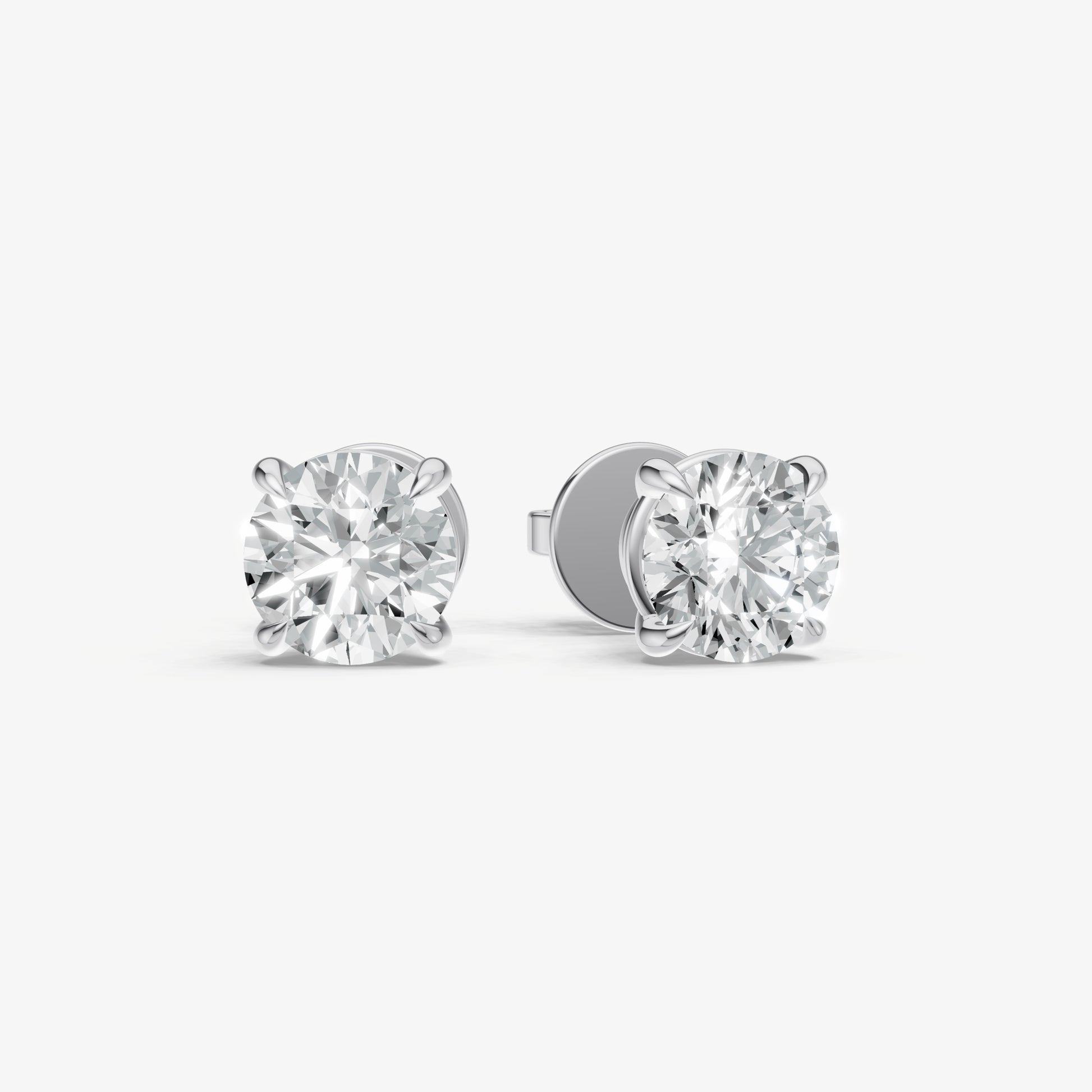 2.00ct Total Diamond Weight 4-Claw Diamond Stud Earrings