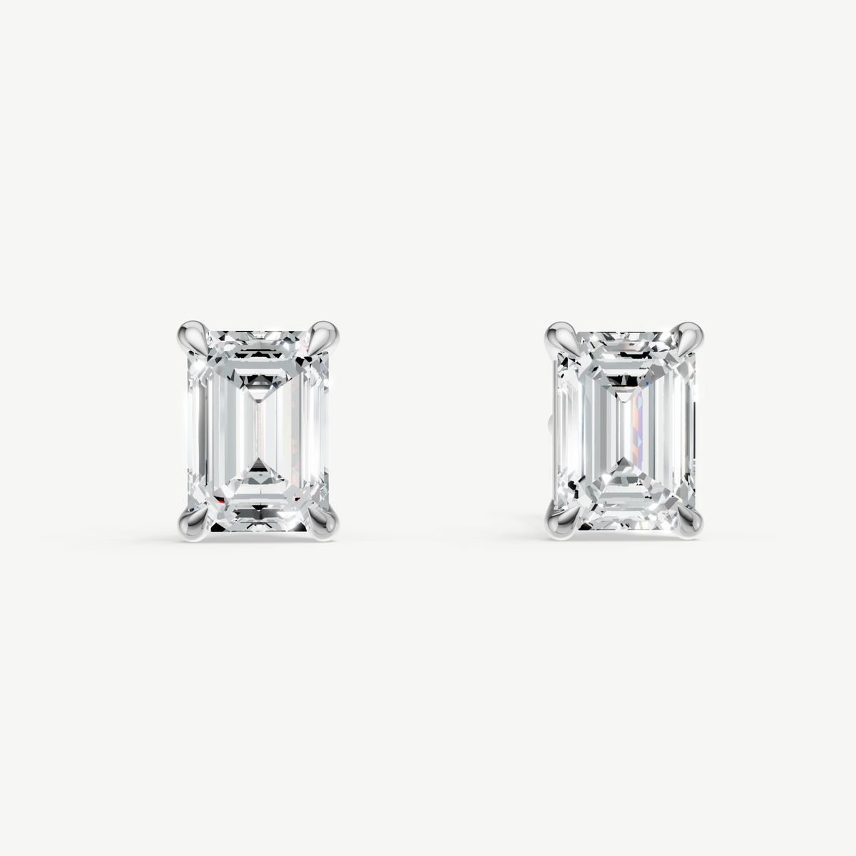 1.00ct Emerald cut Four Claw Studs