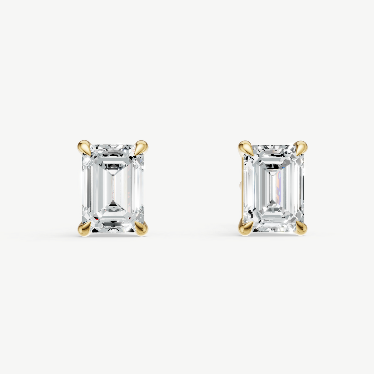 1.00ct Emerald cut Four Claw Studs