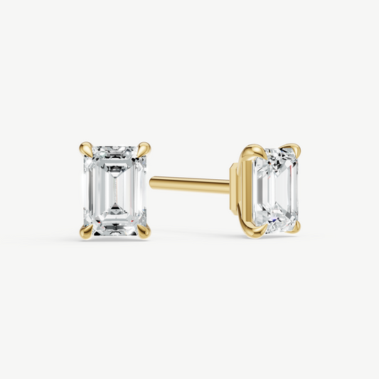 1.00ct Emerald cut Four Claw Studs