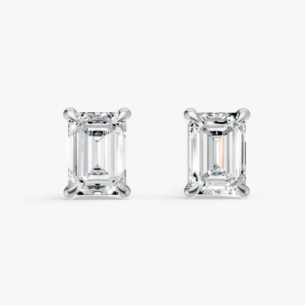 2.00ct Emerald cut Four Claw Studs