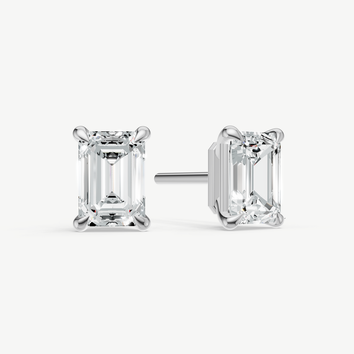 2.00ct Emerald cut Four Claw Studs