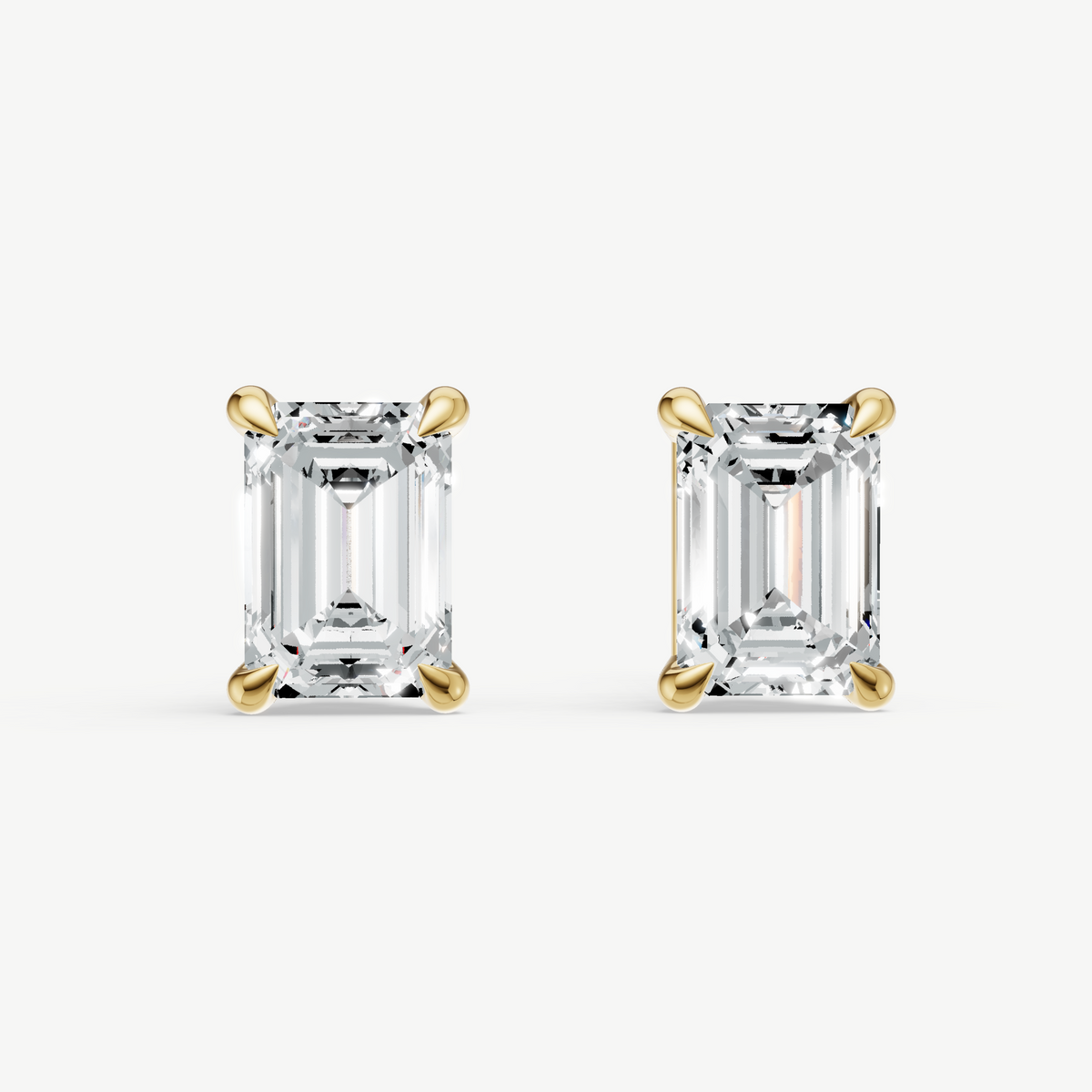 2.00ct Emerald cut Four Claw Studs