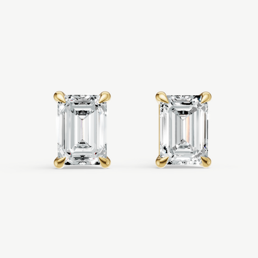 2.00ct Emerald cut Four Claw Studs