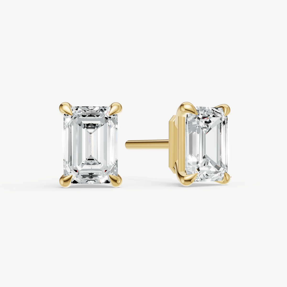 2.00ct Emerald cut Four Claw Studs