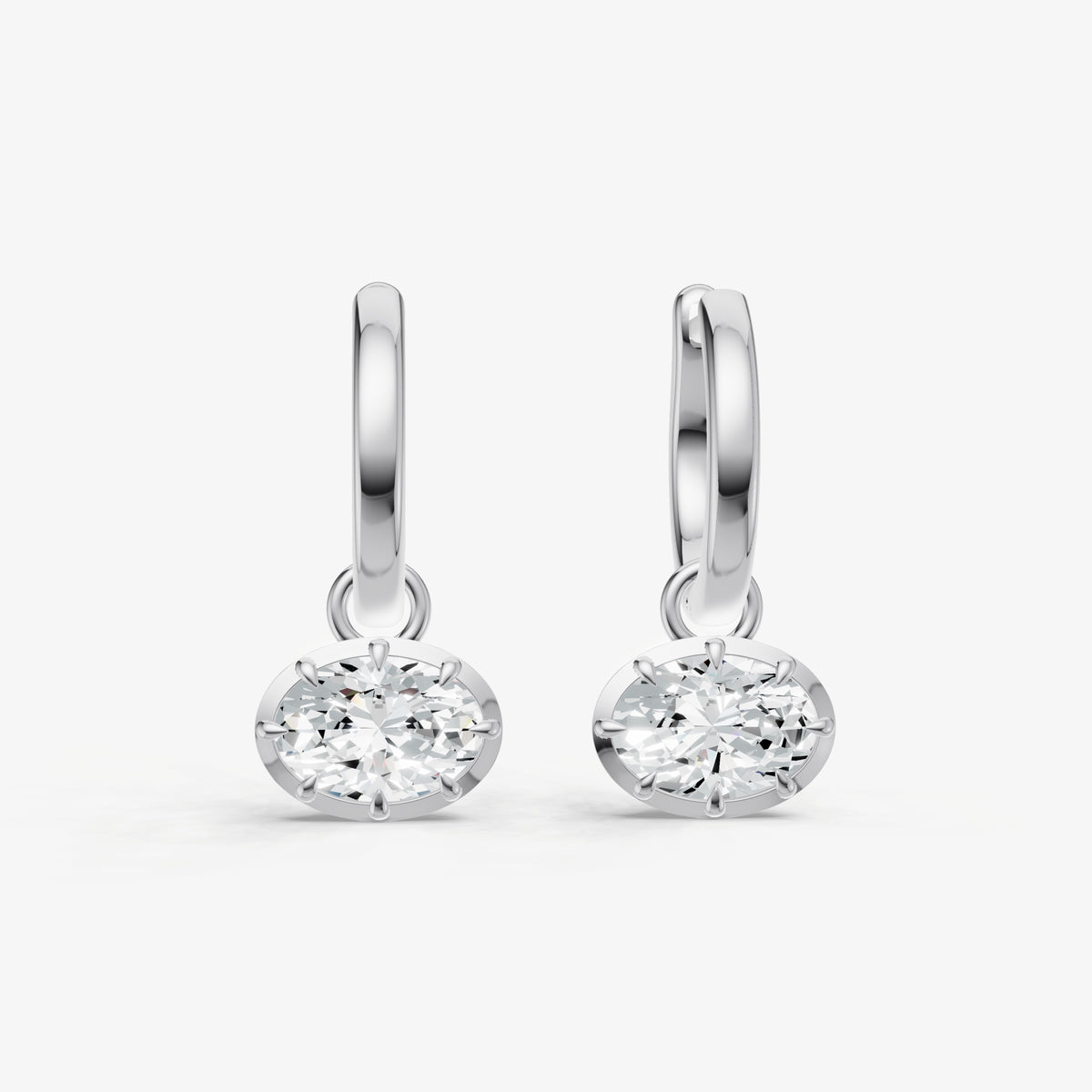 Georgian Oval Diamond Hoop Earrings