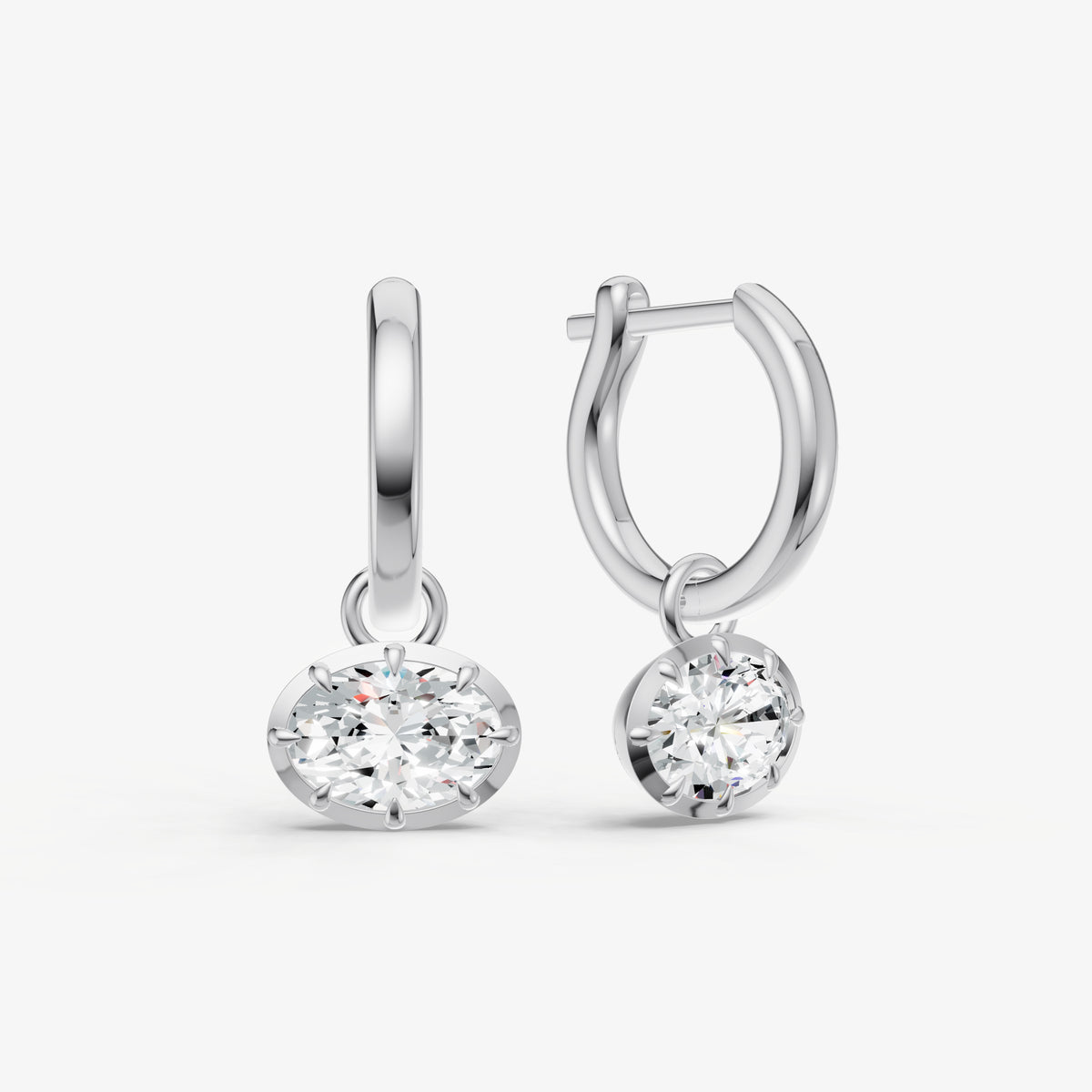Georgian Oval Diamond Hoop Earrings