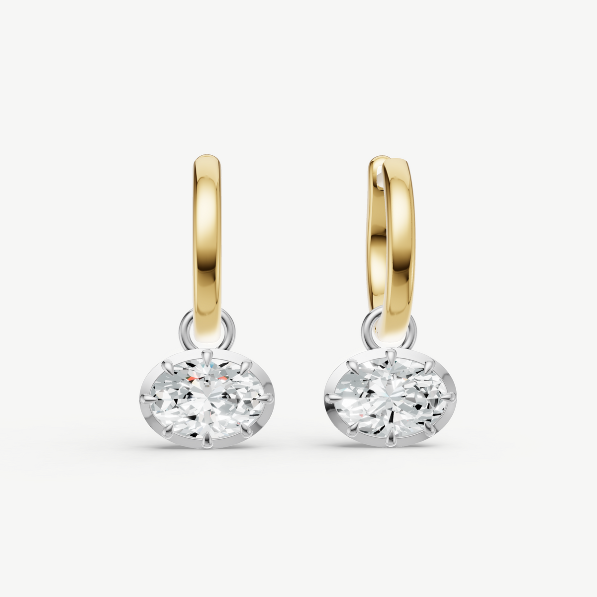 Georgian Oval Diamond Hoop Earrings