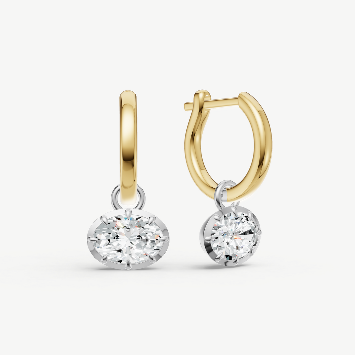 Georgian Oval Diamond Hoop Earrings