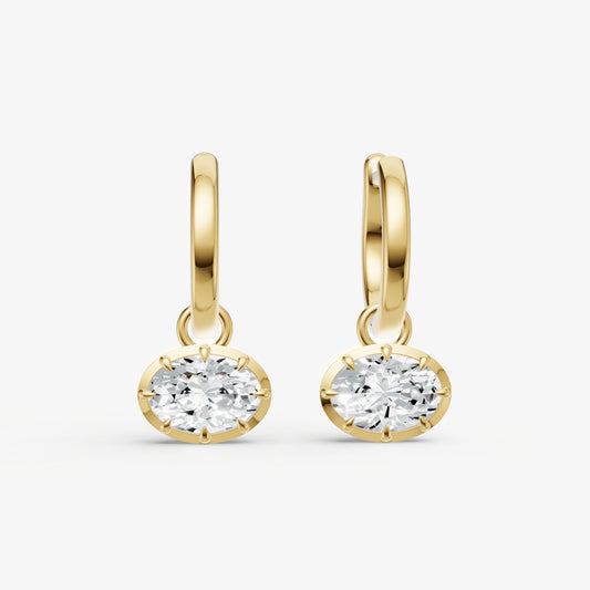Georgian Oval Diamond Hoop Earrings