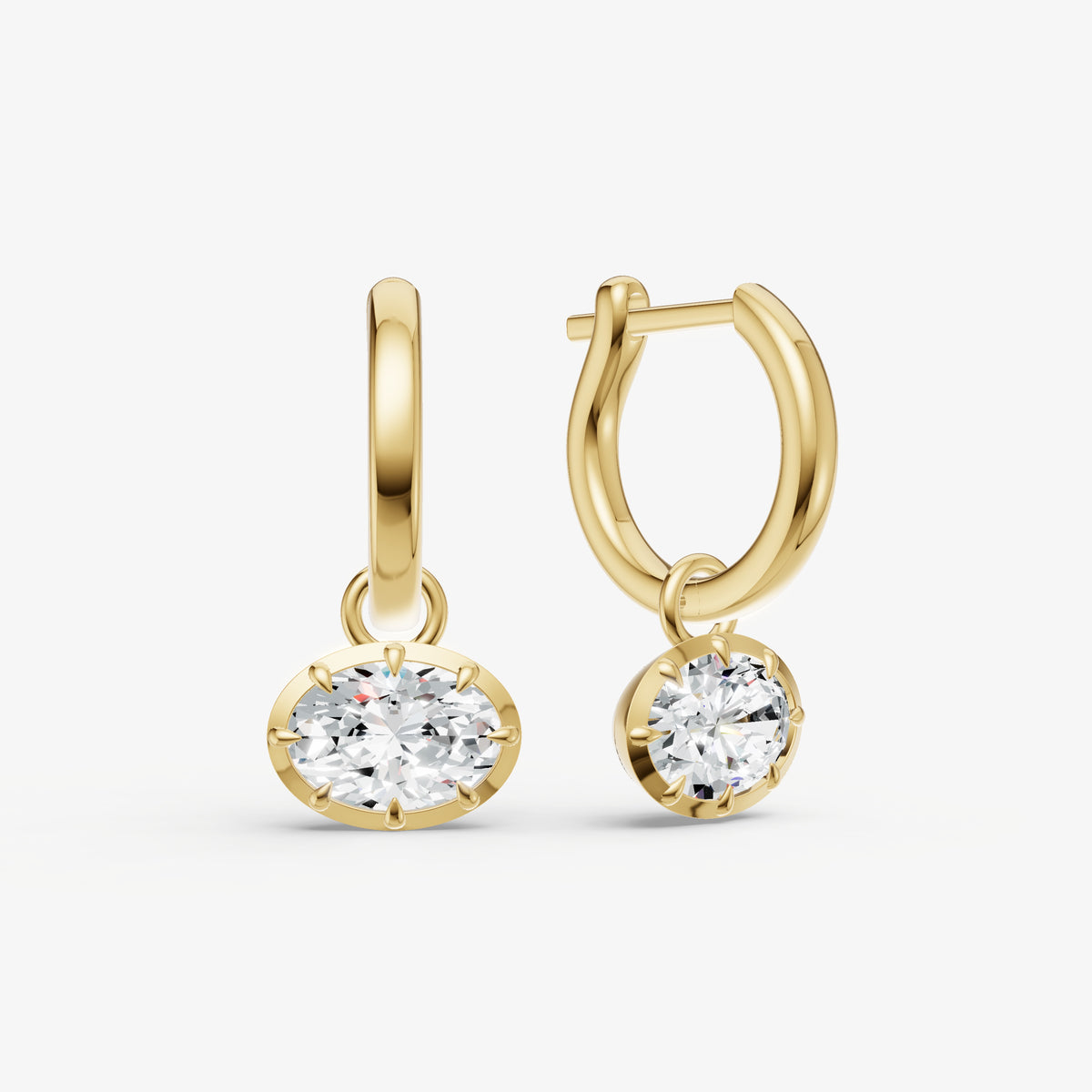 Georgian Oval Diamond Hoop Earrings